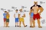 bulge canid canine canis growth hi_res human john_(justagoodboy) justagoodboy mammal muscular size_difference wolf