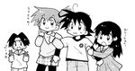  2boys 2girls child hikari_(pokemon) kasumi_(pokemon) lowres multiple_boys multiple_girls pokemon pokemon_(anime) satoshi_(pokemon) 