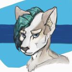 abstract_background ambiguous_gender anthro blue_eyes canid canine canis domestic_dog fur grey_body grey_fur highlights_(coloring) ifrinox low_res mammal solo