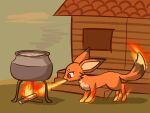 baking building cake canid canine cooking dessert female feral fire food fox foxparks hi_res mammal pal_(species) palworld pocketpair solo yuumisocute