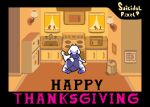 2023 animated anthro boss_monster_(undertale) bovid butt caprine clothed clothing deltarune digital_media_(artwork) english_text female fur goat holidays horn kitchen mammal mature_anthro mature_female pixel_(artwork) pixel_animation purple_clothing shaking_butt short_tail solo suicidalpixel tail text thanksgiving toriel undertale_(series) white_body white_fur