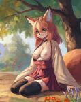 anthro asian_clothing big_breasts bottomwear breasts canid canine choker cleavage clothed clothing east_asian_clothing female fox hornyfoxjade japanese_clothing jewelry kimono legwear mammal miniskirt necklace skirt solo thigh_highs