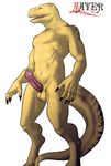  anthro balls lizard male mayer0 mayer_(artist) nude penis pose random reptile scalie solo yellow yellow_skin 