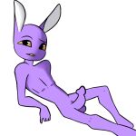 anthro genitals humanoid ibispaint jax_(tadc) lagomorph leporid male mammal pecs penis pose purple_body rabbit solo the_amazing_digital_circus yellow_eyes