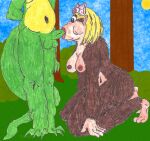 anthro ape candy_kong crocodile crocodilian crocodylid donkey_kong_(series) duo fellatio female haplorhine kneeling kneeling_oral_position male male/female mammal monkey nintendo oral penile primate reptile scalie schimmelpelz/schimmelpilz sex video_game_reference