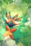 commentary_request day decidueye half-closed_eyes highres kana_(kanna_runa0620) leaf looking_at_viewer orange_pupils outdoors pokemon pokemon_(creature) solo upper_body yellow_eyes 