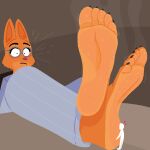 1:1 2024 5_toes anthro barefoot black_toe_claws bodily_fluids canid canine claws crossed_legs diane_foxington dreamworks extreme_size_difference eyewear feet female foot_fetish foot_focus foot_on_face fox fur glasses humanoid_feet larger_female male mammal micro musk_fetish orange_body orange_fur plantigrade shocked sitting size_difference smaller_male smelly smelly_feet soles stink_fumes sweat sweaty_feet the_bad_guys toe_claws toes zalbox34