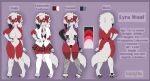 adult_female anthro big_breasts bra breasts claws clothing fawnishy female fishnet fishnet_legwear generation_7_pokemon genitals hi_res legwear lingerie looking_at_viewer lycanroc lyra_woof midnight_lycanroc model_sheet nintendo nipples pokemon pokemon_(species) pussy red_eyes reference_image scar smile smiling_at_viewer solo toe_claws underwear uniform white_clothing white_legwear