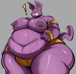 absurd_res anthro belly big_belly big_butt big_moobs bodily_fluids butt cellulite champa clothing domestic_cat dragon_ball dragon_ball_super felid feline felis gold_(metal) hairless hairless_cat hi_res huge_butt male mammal moobs nathanatwar nipple_piercing nipples overweight overweight_male piercing solo sphynx_(cat) sweat tail thick_thighs underwear wide_hips