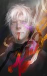  bad_id bad_pixiv_id blood blood_on_face fate/zero fate_(series) male_focus matou_kariya realistic solo viibean white_eyes white_hair 