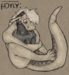 absurd_res anthro artist_logo artist_name black_body black_fur cryptid cuddling digitigrade dragon duo duo_focus fur grey_body group hdyly hi_res horn hug hugging_from_behind hugging_legs lizard logo long_tail male mythological_creature mythological_scalie mythology neck_tuft prehensile_tail reptile scalie seraphix signature tail tail_tuft tuft white_body white_eyes