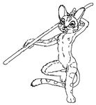  black_and_white breasts cat clouded_leopard feline female kung_fu_panda leopard mammal mei_ling monochrome nipples nude plain_background polearm pussy sketch south_chinese_mountain_cat staff weapon white_background 