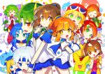  &gt;_&lt; &gt;o&lt; 5boys 6+girls :d absurdres amitie_(puyopuyo) andou_ringo arle_nadja black_pants blonde_hair blue_eyes blue_hair blue_skirt brown_gloves brown_hair carbuncle_(puyopuyo) character_request china_dress chinese_clothes closed_mouth draco_centauros dragon_girl dragon_horns dragon_tail dragon_wings dress drill_hair earrings elbow_gloves fang gloves green_eyes green_hair grey_hair highres horns jewelry long_hair long_sleeves multiple_boys multiple_girls offbeat one_eye_closed open_mouth pants puyopuyo raffina_(puyopuyo) red_dress red_eyes red_hair rulue_(puyopuyo) satan_(puyopuyo) schezo_wegey short_hair short_sleeves sig_(puyopuyo) single_glove skirt sleeveless sleeveless_dress smile tail twin_drills v white_gloves wings witch_(puyopuyo) xd 