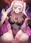  1boy 1girl angry armlet breasts censored clothing_aside commission commissioner_upload cowgirl_position electricity fire_emblem fire_emblem_awakening fire_emblem_cipher fire_emblem_heroes furrowed_brow glowing grima_(fire_emblem) headpiece hetero highres holding_another&#039;s_wrist jewelry large_breasts leotard leotard_aside necklace non-web_source official_alternate_costume open_mouth pale_skin pubic_tattoo purple_eyes robin_(female)_(fell_tactician)_(fire_emblem) robin_(female)_(fire_emblem) robin_(fire_emblem) scowl see-through sex skeb_commission solo_focus straddling tattoo twintails vaginal variant_set white_hair yuli_(yulipo) 
