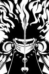  armor dark_matter_(kirby) dark_matter_blade inktober katana kirby&#039;s_dream_land_2 kirby_(series) looking_at_viewer monochrome one-eyed pauldrons shoulder_armor siczak signature solo sword weapon 