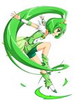  bike_shorts boots cerasus choker cure_march full_body green green_choker green_eyes green_shorts green_skirt long_hair magical_girl midorikawa_nao ponytail precure shorts shorts_under_skirt simple_background skirt smile smile_precure! solo very_long_hair white_background 