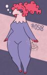 2023 3_toes 5_fingers :3 anthro anthrofied antlers black_antlers border breasts bubble clothing colored curled_hair deer domestic_cat eyebrows eyelashes featureless_breasts featureless_crotch feet felid feline felis female fingers floppy_ears freckled_legs freckled_thighs freckles generation_5_pokemon hair half-closed_eyes hi_res holding_clothing holding_object holding_shirt holding_topwear horn looking_at_viewer mammal multicolored_body musharna narrowed_eyes nerdyreindeer new_world_deer nintendo number pink_background pink_body pink_head pokemon pokemon_(species) ponytail purple_body purple_border red_eyes red_fingers red_hair red_toes reindeer shirt simple_background snout solo standing thick_thighs tied_hair tired toes topwear two_tone_body watermark