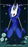 2_toes 3_fingers abs anthro arthropod arthropod_abdomen bdsm blue_body blush bodily_fluids bondage bound breasts exoskeleton feet female fingers genital_fluids genitals glistening glistening_body hi_res hollow_knight hornet_(hollow_knight) joints looking_at_viewer loose_noose multi_eye non-mammal_breasts pussy pussy_juice_on_leg pussy_juice_on_pussy pussy_juice_puddle rope solo team_cherry toes vaginal_fluids white_head white_rope