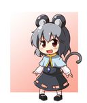  animal_ears blush brown_eyes capelet chibi gem grey_hair jewelry mouse_ears mouse_tail nazrin necklace open_mouth pendant poco_(pocoyb) shirt short_hair skirt skirt_set smile solo tail touhou 