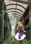  asagi_(kabocha_oukoku) bad_id bad_pixiv_id blonde_hair dress hat long_hair maribel_hearn perspective plant purple_eyes solo tabard touhou vines yakumo_yukari 