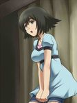  1girl awa bike_shorts black_hair blue_eyes dress open_mouth shiina_mayuri short_hair solo steins;gate 