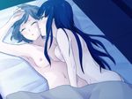  2girls ??????? ???????? armpits bed black_hair blush breast_press breasts character_request enoki_sachi fingering liar-soft long_hair multiple_girls nagatani_megumi night nude okujou_no_yurirei-san sex under_covers yuri 