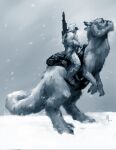 absurd_res alex_lopez ambiguous_gender duo fur grey_body grey_fur grey_sky hi_res horn human looking_up mammal sky snow star_wars tail tauntaun the_empire_strikes_back
