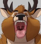 anthro brown_body brown_fur deer dj-rodney fur hi_res humanoid male mammal mouth_shot open_mouth overweight overweight_anthro overweight_male solo teeth tongue uvula