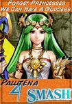  1girl crown english green_eyes green_hair jewelry kid_icarus lots_of_jewelry nintendo official_art palutena solo staff super_smash_bros. 