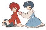  2girls blush_stickers bow braid braided_ponytail breasts danhuangcucu hair_bow multiple_girls ranma-chan ranma_1/2 red_hair shadow tendou_akane white_bow 