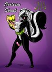  2010 anthro breasts contessa contessaskunk duo female grey_eyes jilo mammal multi_breast nipples pink_background plain_background pose pussy reptile scalie skunk snake 