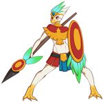  armor avian avian_(starbound) feather fetalstar jewelry male shield stance starbound tribal video_games weapon 