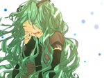  closed_eyes detached_sleeves green_hair hatsune_miku long_hair miyama_fugin open_mouth solo tears twintails vocaloid 