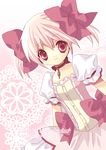  bad_id bad_pixiv_id choker hair_ribbon kaname_madoka koge_donbo mahou_shoujo_madoka_magica pink_eyes pink_hair puffy_sleeves ribbon skirt smile solo twintails 