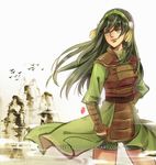  armor avatar:_the_last_airbender avatar_(series) chinese_clothes grey_eyes hair_down hairband kellylee long_hair older smile solo toph_bei_fong 