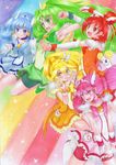 aoki_reika armpits bike_shorts blonde_hair blue_eyes blue_hair blush candy_(smile_precure!) choker cure_beauty cure_happy cure_march cure_peace cure_sunny double_v dress electricity embarrassed green_eyes green_hair grin hair_tubes head_wings highres hino_akane_(smile_precure!) hoshizora_miyuki kirikirimai_(kkm) kise_yayoi long_hair magical_girl midorikawa_nao multiple_girls open_mouth orange_eyes orange_hair outstretched_arm pink_hair ponytail precure rainbow_background short_hair skirt smile smile_precure! sparkle tiara traditional_media twintails v v_arms wrist_cuffs yellow_eyes 