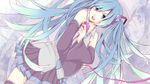  aqua_hair blue_eyes detached_sleeves hatsune_miku highres long_hair microphone nanase_eka necktie open_mouth skirt solo thighhighs twintails very_long_hair vocaloid zoom_layer 