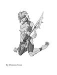  armor balls belial breasts canine collar cum cute demon-man dickgirl digitigrade dog ear_piercing erection fur gauntlet greyscale hair intersex mammal masturbation monochrome multi_breast navel nipples nude paws penis piercing plain_background precum solo tongue weapon white_background 