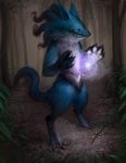  animal_ears blue_fur claws energy_ball furry gavin_mackey lucario no_humans pokemon realistic 