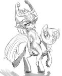  breasts buttercup_saiyan crossover equine female feral friendship_is_magic horn mammal midna monochrome my_little_pony navel riding small_breasts the_legend_of_zelda twilight_princess twilight_sparkle_(mlp) unicorn video_games 