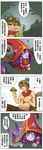  1girl 4koma :t blush comic dress fairy goggles green_eyes highres league_of_legends long_hair lulu_(league_of_legends) mushroom pix pout purple_hair purple_skin teemo test_tube translated waero wings yellow_eyes 