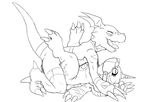  bdsm bondage bound digimon domination gabumon gay guilmon kinglom line_art male muzzle muzzle_(object) muzzled scalie sex submissive 