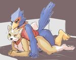  anal anal_penetration anthro avian bandanna bottomless canine clothed clothing cum doggystyle duo falco_lombardi fox fox_mccloud from_behind gay half-dressed humping interspecies male mammal nintendo penetration penis seth-iova sex star_fox thick_thighs video_games 