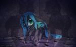  albinosharky blue_hair changeling crying cute female feral friendship_is_magic green_eyes hair horn invalid_tag looking_at_viewer my_little_pony queen_chrysalis_(mlp) sad solo standing tear_trail tears unknown_artist wings young younger 