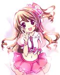  :d blush bow brown_hair half_updo idolmaster idolmaster_cinderella_girls long_hair navel open_mouth pink_check_school rei_(rei's_room) shimamura_uzuki sketch smile solo 