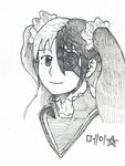  1girl blade_&amp;_soul eyepatch female flat_chest monochrome multicolored_hair po_hwa_ran pohwaran smile solo twintails two-tone_hair 