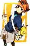  bad_id bad_pixiv_id brown_eyes brown_hair cosplay endou_mamoru gen_1_pokemon holding holding_poke_ball inazuma_eleven inazuma_eleven_(series) jacket kyouhei_(pokemon) kyouhei_(pokemon)_(cosplay) male_focus pikachu poke_ball poke_ball_(generic) pokemon pokemon_(creature) pokemon_(game) pokemon_bw2 shorts tukemono6 visor_cap 