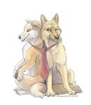  canine dog feral german_shepherd mammal necktie shiba_inu shinigamigirl 