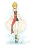  ali_baba_saluja bad_id bad_pixiv_id baggy_clothes baggy_pants blonde_hair cloak closed_eyes collar crossed_legs curtsey highres kagamine knife magi_the_labyrinth_of_magic male_focus mismatched_footwear pants solo watson_cross 