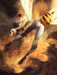  antennae ass bee_girl ben_lo head_wings highres insect_girl monster_girl purple_hair q-bee solo vampire_(game) wristband 